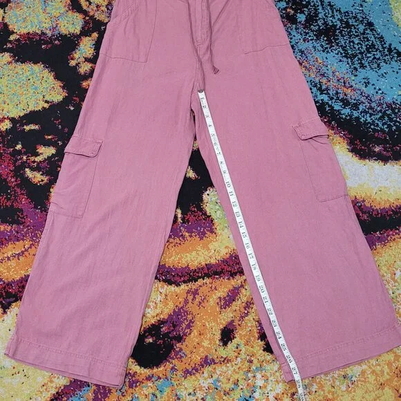COMFY SINCERLY JULES LINEN BLEND WOMEN'S CARGO PANTS EUC XL - Picture 4 of 8